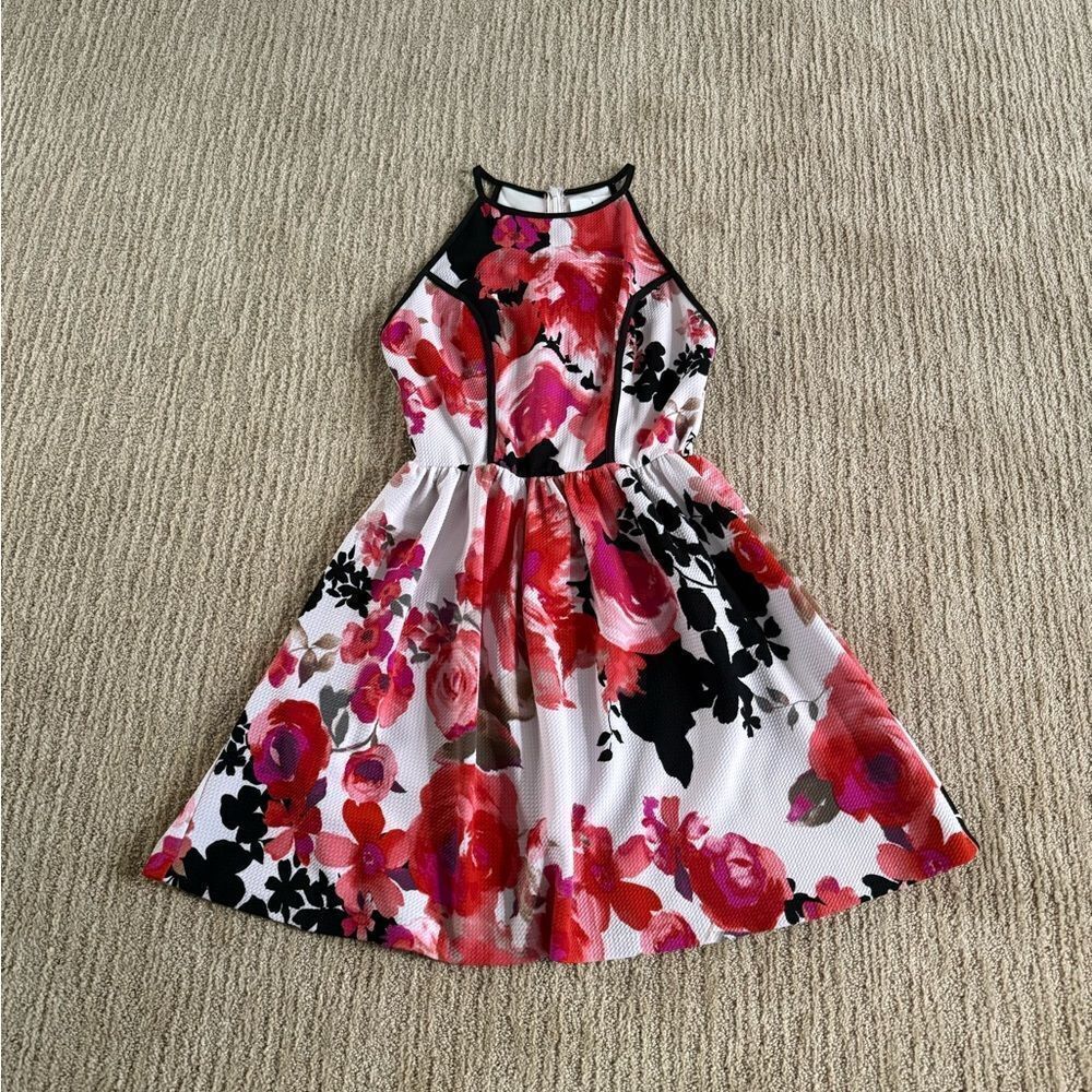 love…ady Floral Fit and Flare Textured Dress